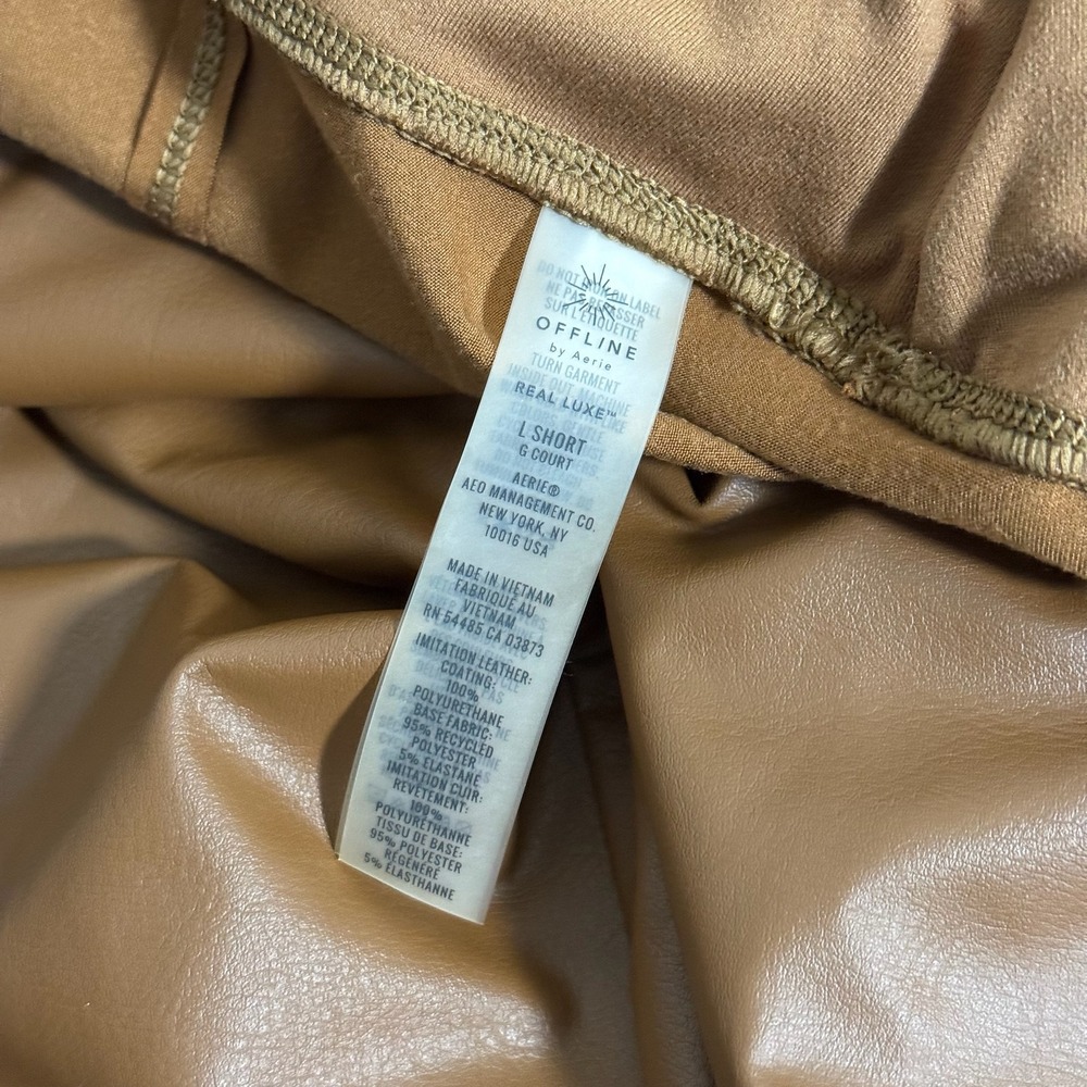 OFFLINE by Aerie Real Luxe Faux Leather High Rise Leggings Brown L Short - Picture 4 of 5